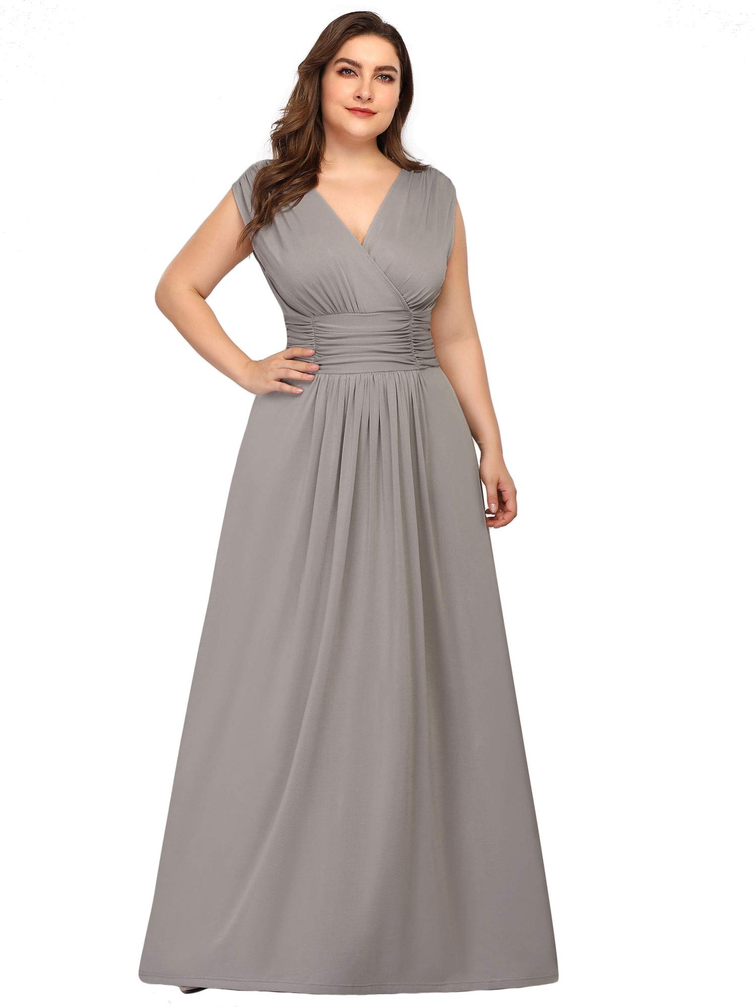 EverPretty Women's Plus Size VNeck Wrap Dress Long Formal Evening