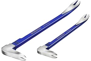 WORKPRO 2-Piece Nail Puller Set, 12” Pry Bar, 8” Mini Crowbar, Cats Paw Nail Remover, Claw Bar, for Kitchen Remodel, Prying A
