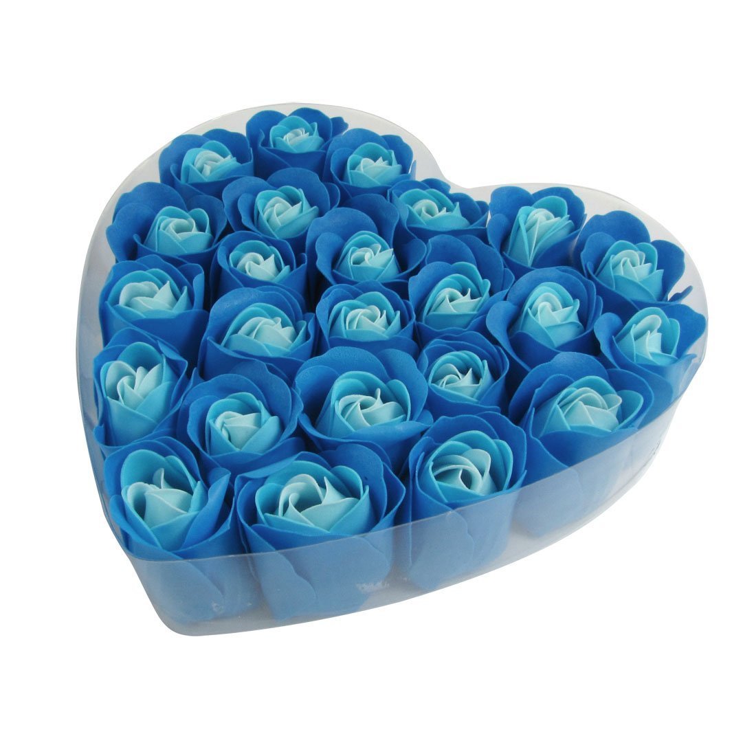 Simplifestyle 24 Pcs Scented Bath Soap Rose Petal in Heart Box Blue