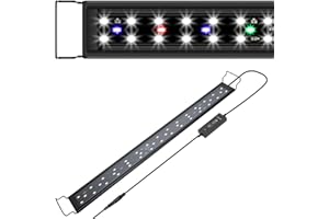 Gamalta Aquarium Light,Full Spectrum Aquarium Light with Expandable Bracket,White Blue Red Green LEDs, Adjustable Timer and Brightness for 24~30IN Fish Tank