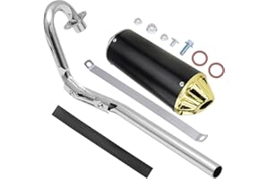 HAUERTZX Exhaust Muffler Silencer Pipe Assembly Compatible for 50cc 90cc 110cc 125cc Taotao DB10 DB14 SSR110 SSR125 CRF50 CRF70 XR50 Apollo Coolster Dirt Pit Bike (Gold)