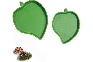 SUNY SMILING 2 Pieces Tortoise Water Dish, Leaf Shape Reptile Habitat Water Bowl,Tortoise Corn Snake Bearded Dragon,Lizards,Gecko Crawl Pet Drinking and Food Dish2 Sizes