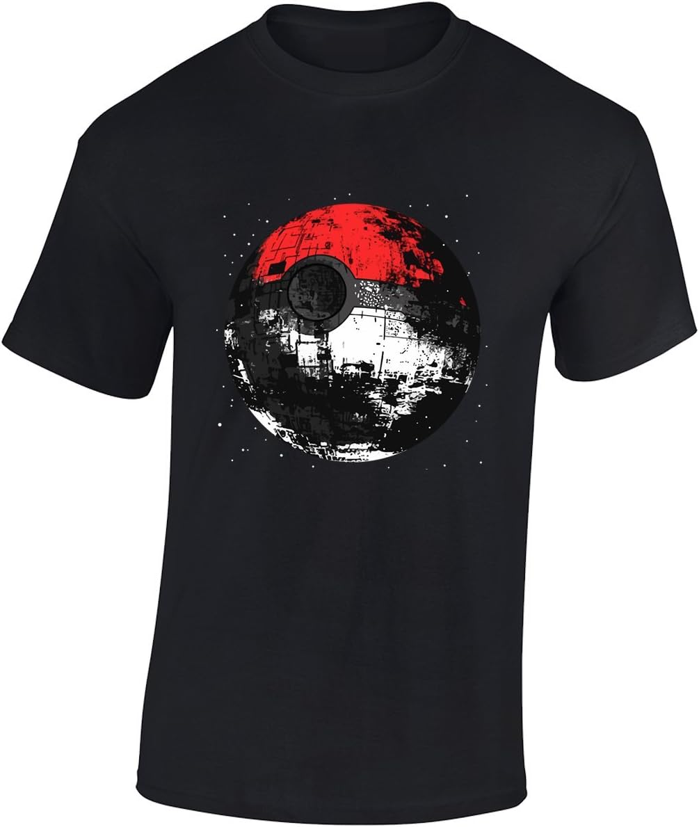 Crown Designs Pokeball Deathstar Mashup Sci Fi Movie Film Inspired for Men & Teenagers T-Shirts Tops