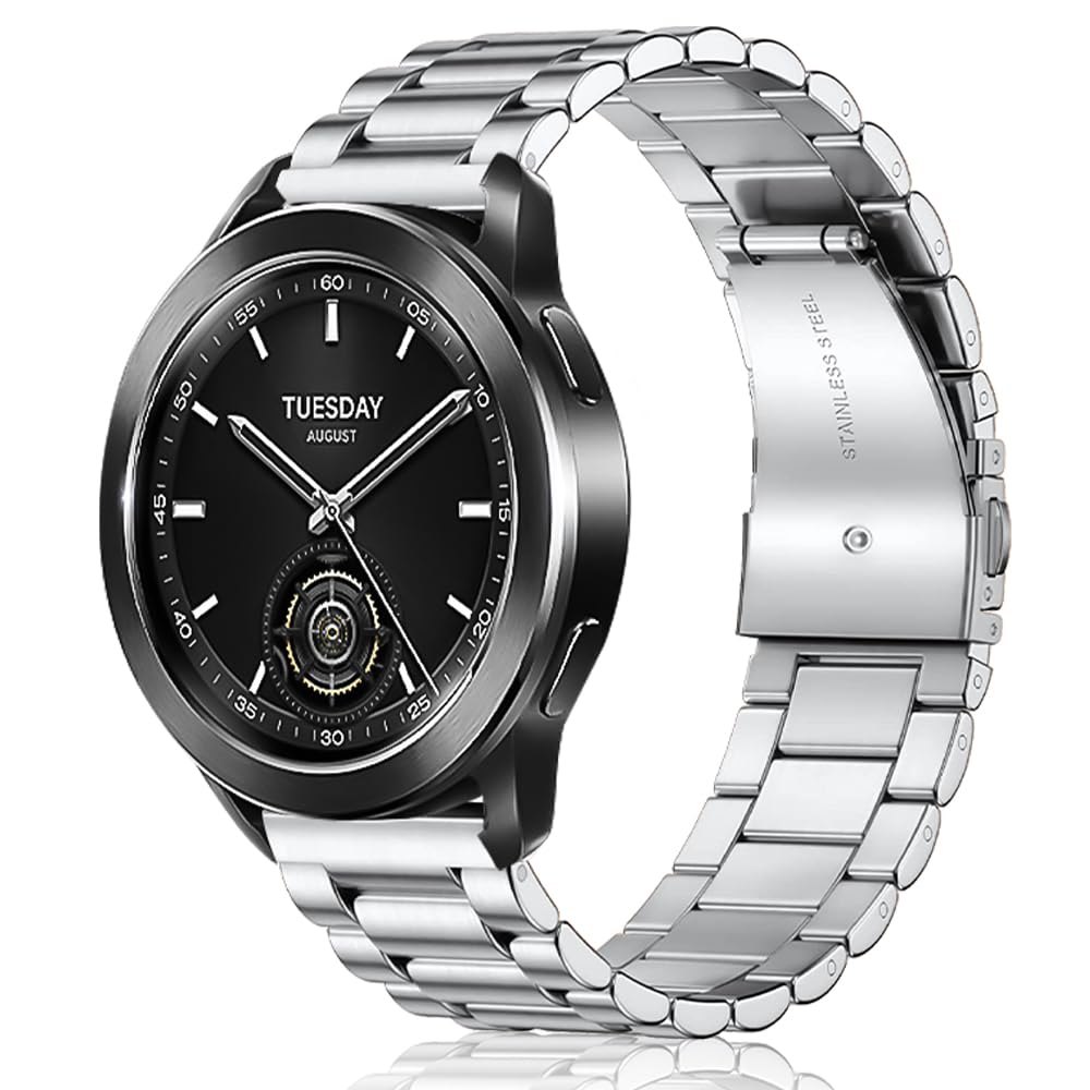 SeNool 22mm Strap for Xiaomi Watch S4 / S3 / S1 Pro / S1 Active / Watch2 Pro, Stainless Replacement Watch Bands for Xiaomi Redmi Watch5 Active/Redmi Watch5 Lite - Silver