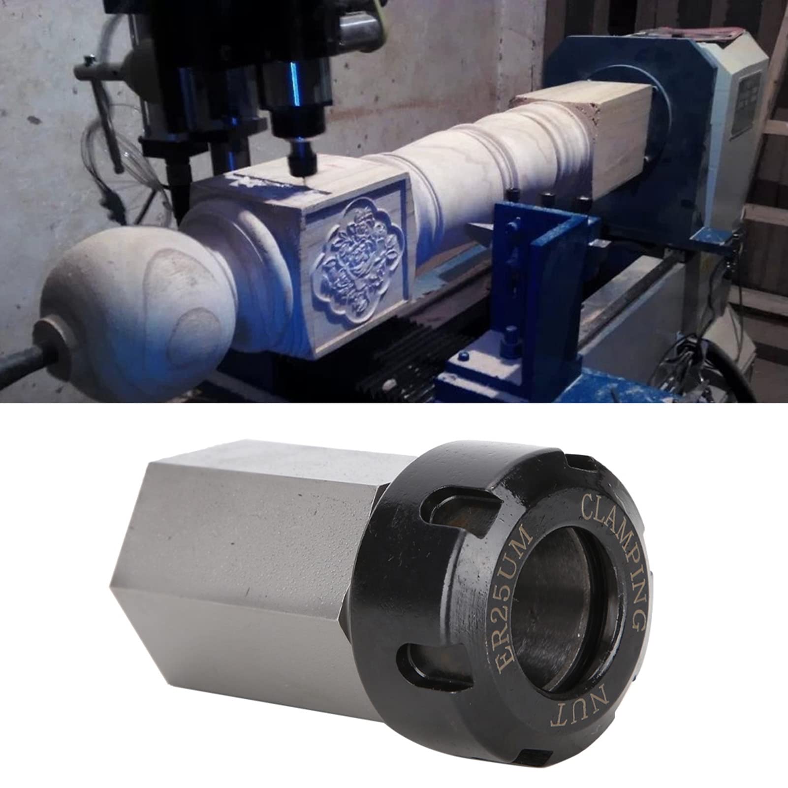 Garosa ER25 Collet Block 42mm OD 21mm ID Hard Steel CNC Lathe Tool Holder for Engraving Machine Milling Machine Accessory