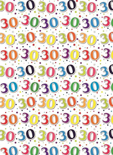 Special Age 30 Gift Wrapping Paper 1 Sheet & Matching Gift Tag - 30th Birthday
