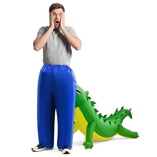 Yamvisa Inflatable Costume for Adults, Crocodile Bite Halloween Blow Up Costume For Halloween Cosplay Party Funny Inflatable Costumes for Men & Women (Style A-Crocodile)