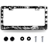 American Flag Eagle Mountains License Plate Frame Funny License Holder | 2 Holes With Screws Stainless Steel Accessories Cars Decor Fits Standard Us Ca Vehicles License Plate Frames 12.2 X 6 Inch