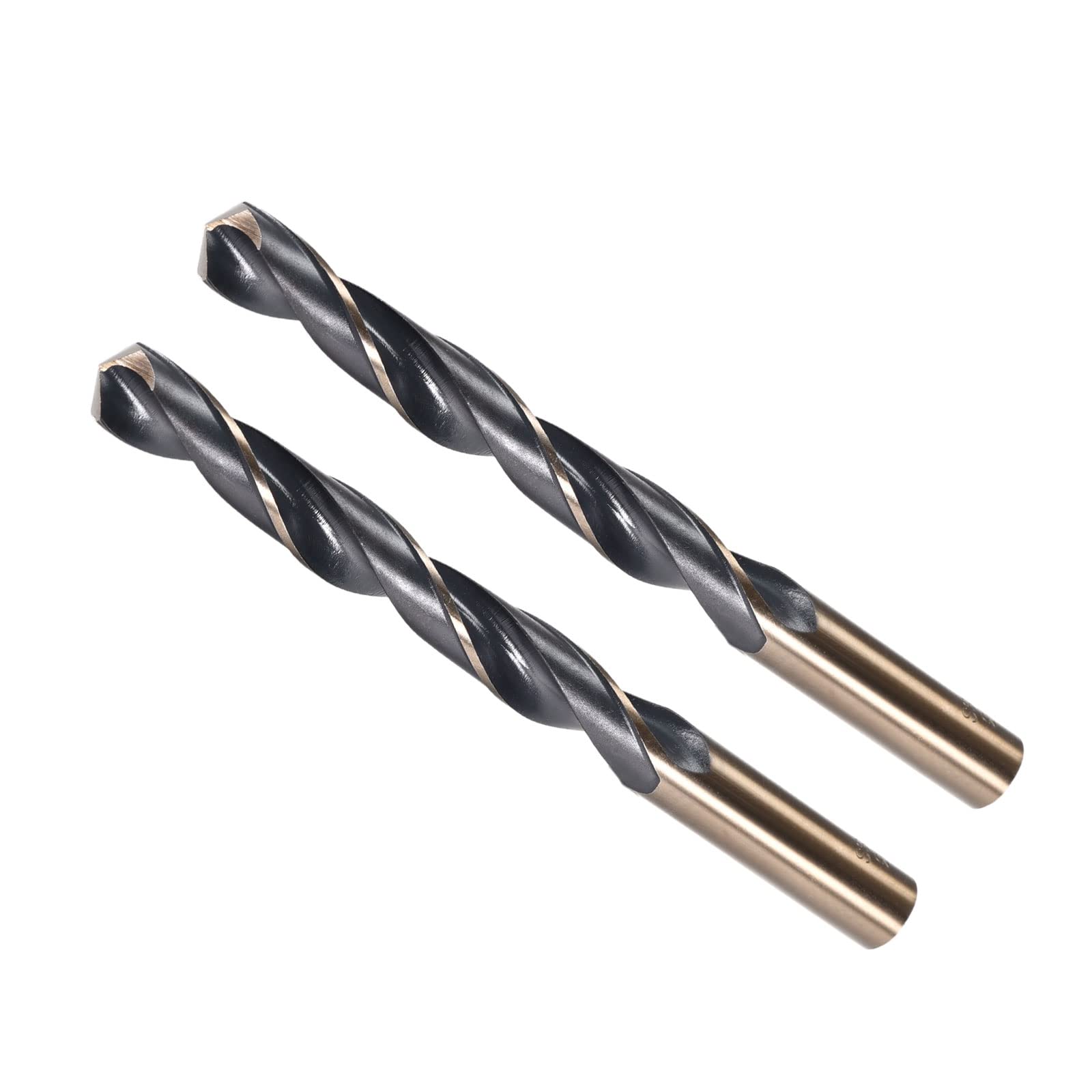 CoCud Twist Drill Bits, 13mm Cutting Edge, Titanium & Nitride Coated High Speed Steel 4341 Round Shank - (Applications: for Stainless Steel Drilling Machine), 2-Pieces — image 1