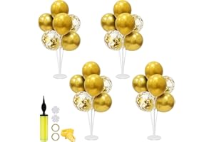 ZJDHPTY 4Set Gold Balloon Stand, Gold Balloon Centerpieces for Table, Birthday Wedding Anniversary Bridal Shower Engagement Mother's Day Father's Day Happy New Year Graduation Party Decorations(gold)