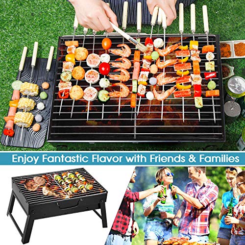 EVOLAND BBQ Charcoal Grill, Folding Portable Lightweight Small Barbecue Grill Tools for Outdoor Grilling Cooking Camping Hiking Picnics Tailgating Backpacking Party - Thumbnail 4