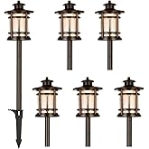 hykolity Low Voltage ORB LED Landscape Path Light W/Crackled Shade, 3.4W 155LM 12V Wired Outdoor LED Walkway Light, Die-cast Aluminum Construction, 30-Watt Equivalent, 6 Pack