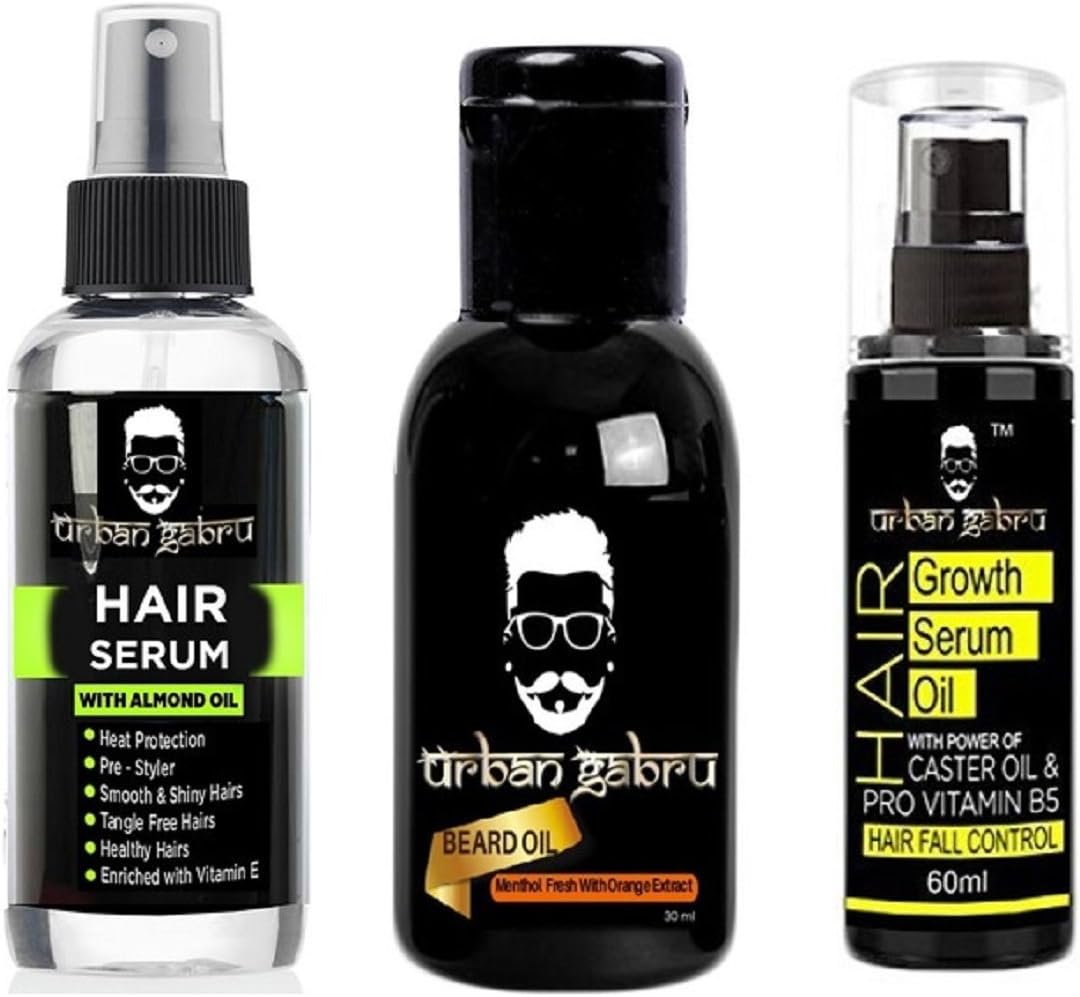 Urban Gabru Hair Serum with Almond Oil Beard Oil Hair Growth Serum Oil Pack Of 3