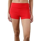Pure Look Women’s Fold Over Waist Stretch Cotton Active Yoga Shorts