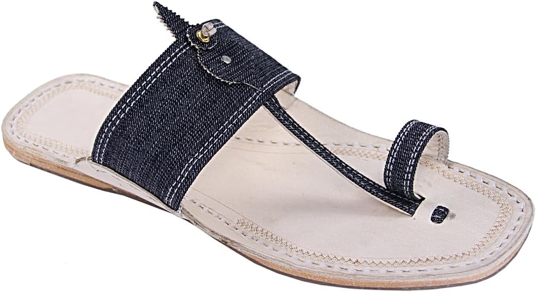 KORAKARI Unusual Denim Grey Designers’ Kolhapuri Chappal KRKA-M-204_11