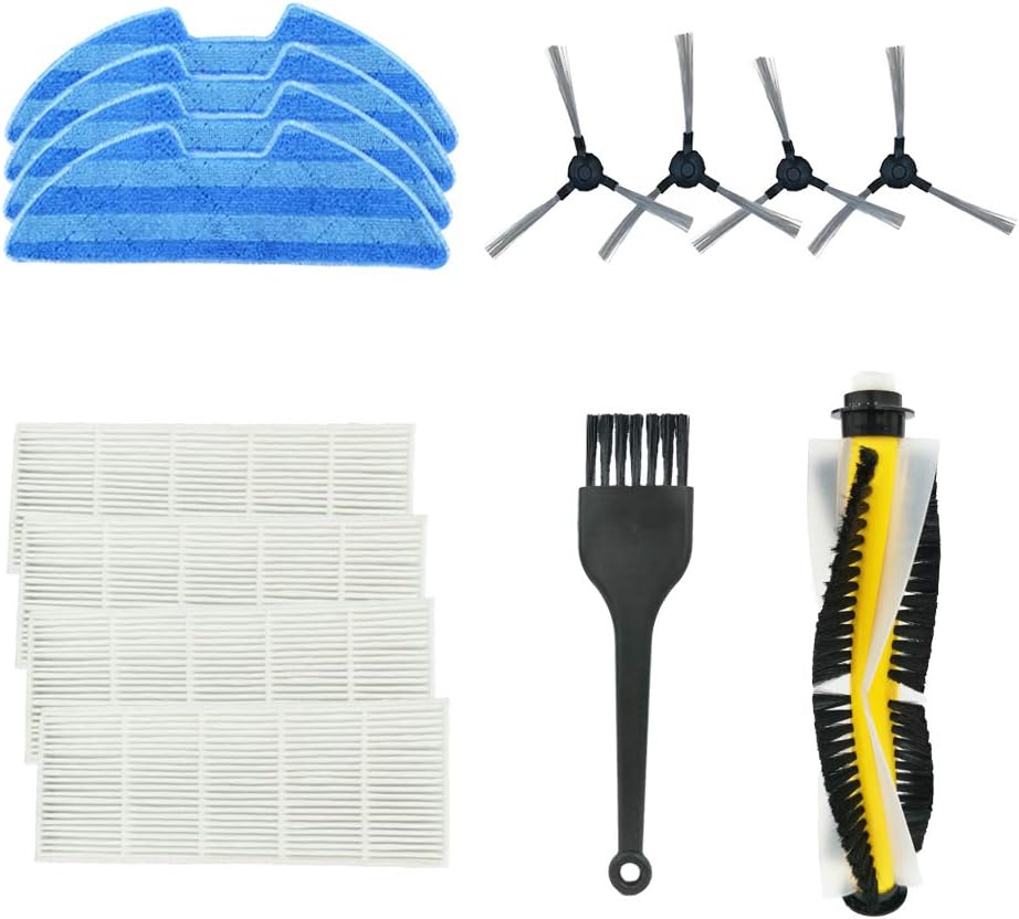 COAYU Robot Vacuum Replacement Parts, 4 Side Brushes, 4 HEPA Filters, 4