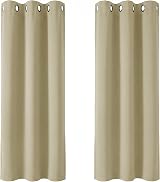 Deconovo Super Soft Window Treatments 2 Panels 42 x 72 Beige Eyelet Curtains