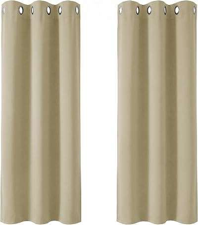 Deconovo Super Soft Window Treatments 2 Panels 42 x 72 Beige Eyelet Curtains