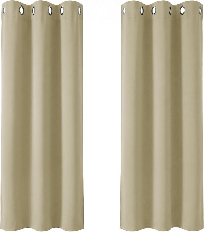 Deconovo Super Soft Window Treatments 2 Panels 42 x 72 Beige Eyelet Curtains