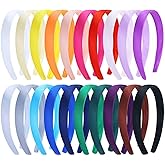 Cinaci 20 Pieces Candy Color Width 2cm/0.8" Plastic Headbands Satin Wrapped Blank Plain DIY Craft Project Headbands for Women Girls Teens Kids Hair Accessories