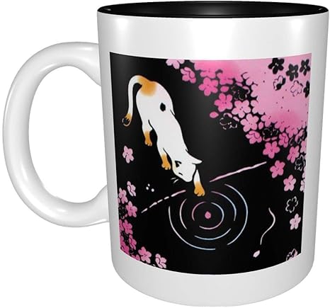 Amazon Co Jp マグカップ 和柄 ねこも花見 マグカップ コーヒーカップ カップ おしゃれ 電子レンジ オーブン ボーンチャイナ カスタマイズ可能 330cc ホーム キッチン