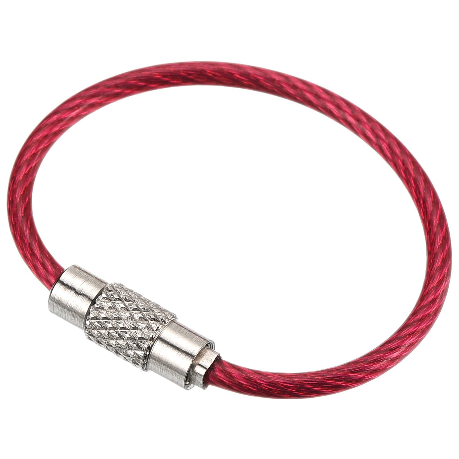 PATIKIL 6 Inch Length Wire Keychain Cable, 10 Pack Stainless Steel Key Ring Loop for Outdoor Hiking Sport, Rose Red — image 1