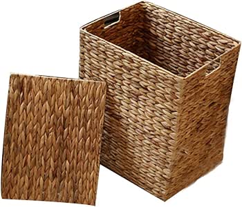 BACS Cesto de Mimbre Hecho a Mano, cesto de Ropa Sucia, Gran Espacio de