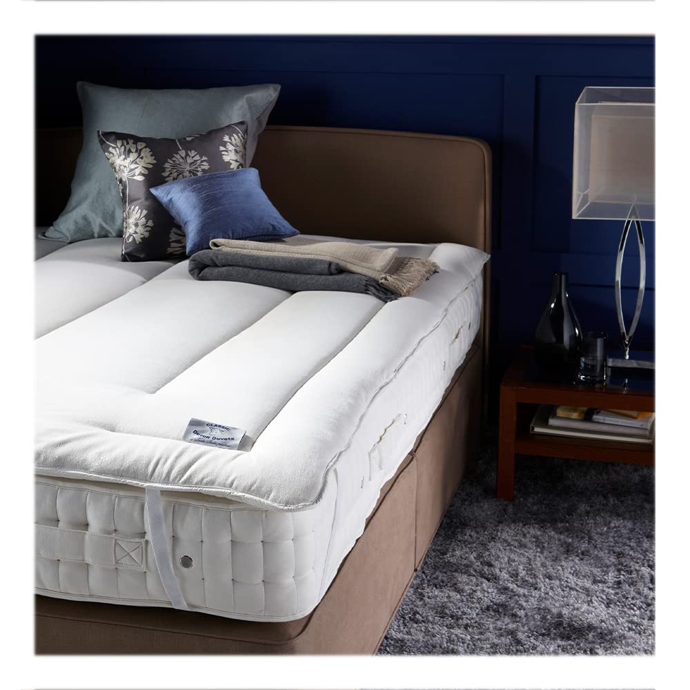 Devon Duvets Wool Mattress Topper Super King Size – 100% Natural British Wool, Hypoallergenic, Breathable, Temperature Regulating, Luxury Sleep Comfort, Handcrafted in the UK
