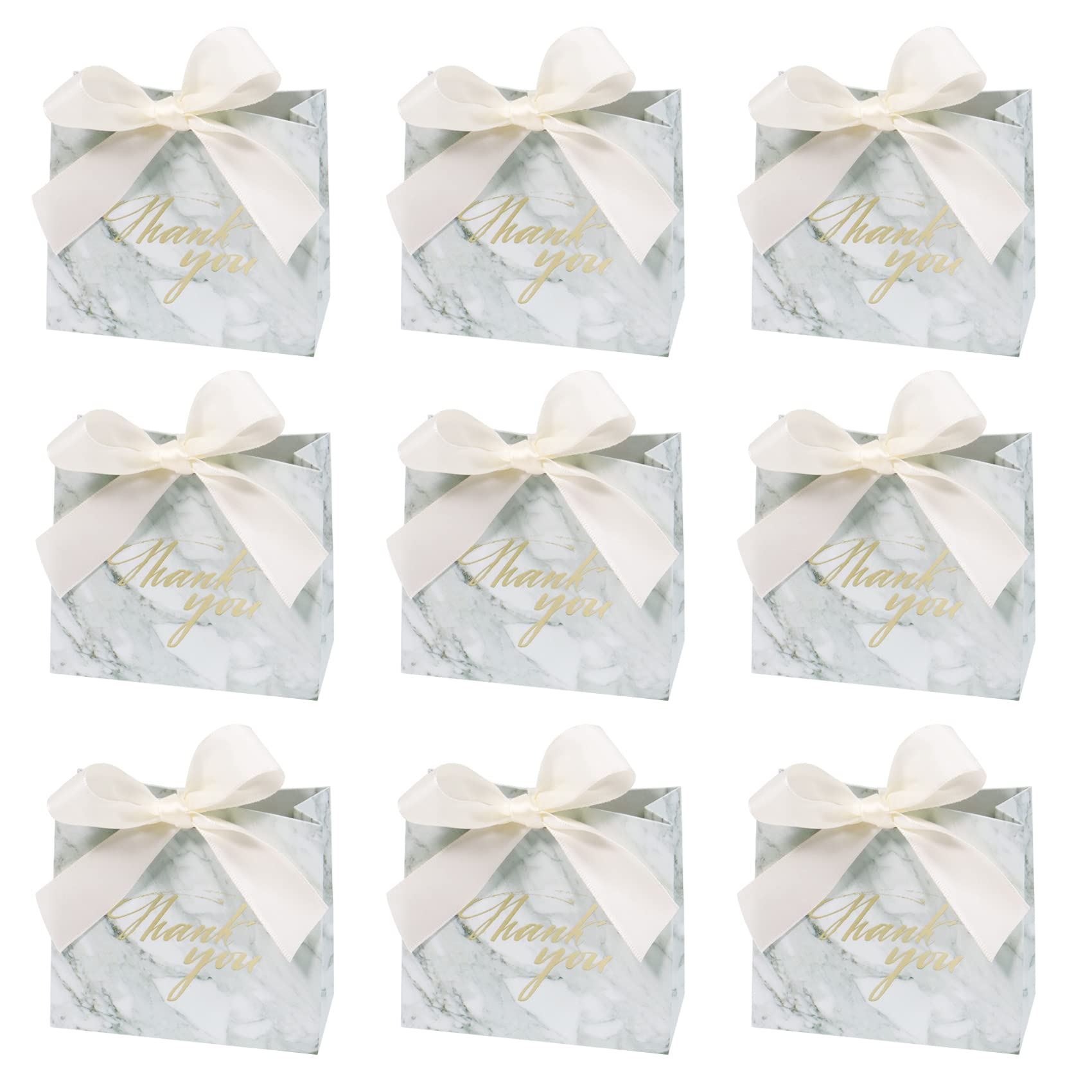 24Pcs Thank You Gift Bags with Ribbons, Paper Party Favour Bags Bulk, Small Gift Bags for Baby Shower, Wedding, Birthday Party, White