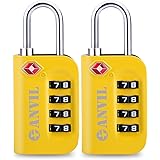 TSA Approved Luggage Lock - 4 Digit Combination Padlocks with a Hardened Steel Shackle - Travel Locks for Suitcases & Baggage