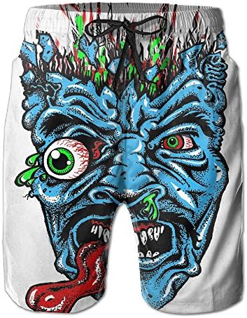 Blue Angry Skull Men's Summer Beach Shorts Quick Dry Boardshort Swim Surf Trunks