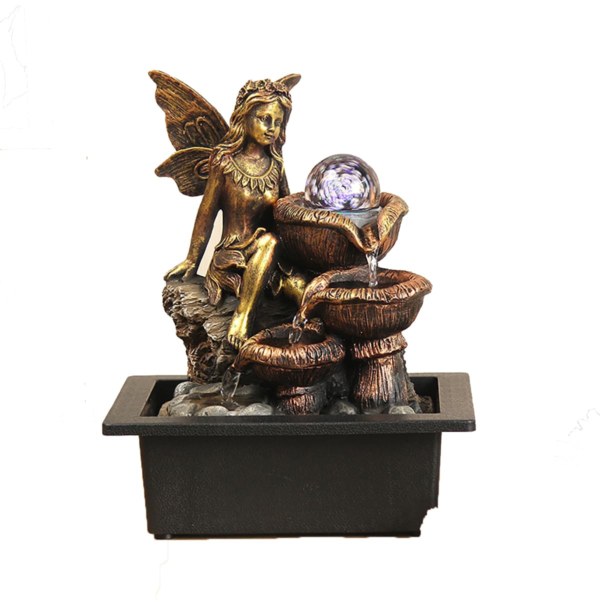 Photo 1 of ***(SEE NOTES BEOFRE BIDDING)***Tabletop Water Fountain with Light,Water Fountain Indoor Waterfall Fountain Zen Meditation Waterfall Fountain Home DecorRelaxation Fountain with Natural River Rocks (Style E)