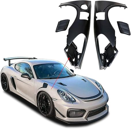 Amazon ポルシェボクスター718ケイマン981 Gt4スタイル12 16用カーボンファイバーベントフロントフェンダー マッドガード 車 バイク