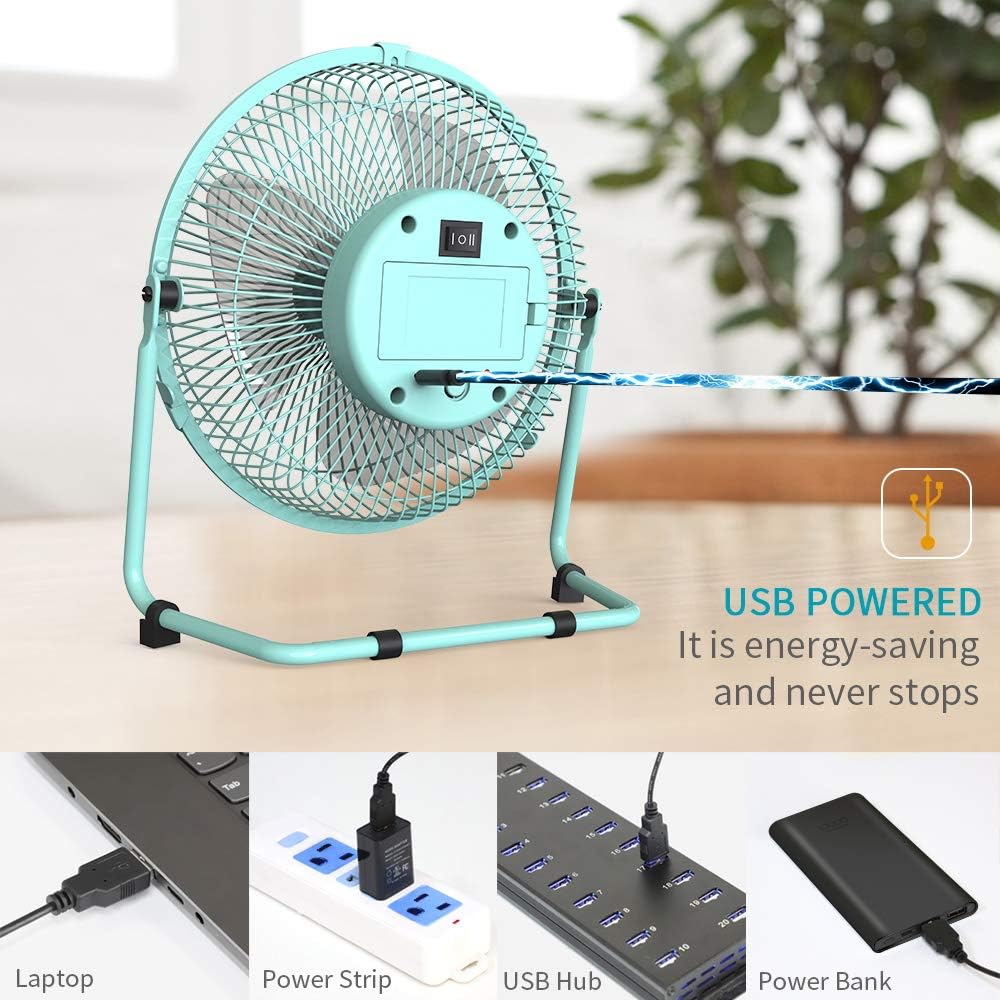 OPOLAR Battery Operated and USB Powered Rechargeable Desk Fan with Two Batteries, 9 Inch Metal Frame, Enhanced Airflow, Lower Noise, Two Speeds, Personal Cooling Fan for Home & Office: Home & Kitchen