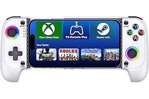 NEALGAMEFY Phone Controller for iPhone/Android - Mobile Gaming Controller with Hall Effect Joystick, Phone Case Support, Cool Dynamic Light, Turbo Function, Dual Vibration- Phone Controller Compatible with More Games