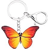 BONSNY Morpho Menelaus Butterfly Key Chains for Women Car Purse Bag Rings Pendant Charms