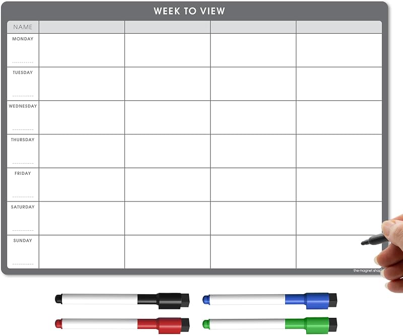 The Magnet Shop TMS A3 Magnetic Weekly Planner Whiteboard 42x30cm