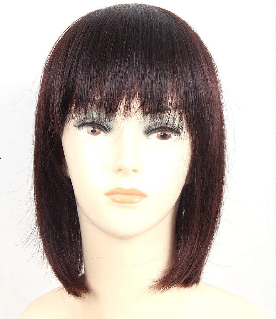 Hair Top Piece Human Hair Toupee Curly Wavy Best Nature Look Replacement Hair Clip in Topper Invisible for Women with Thinning or White Hair Base 13 * 13cm 30cm Red wine