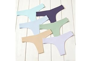 6 Packs Women's Seamless Thongs, Low Waist Stretch No Show Underwear, Comfortable Sexy Briefs