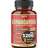 Ashwagandha Capsules, 5 in 1 Equivalent to 5200mg Powder. Combined With Turmeric, Ginger, Black Pepper And Rhodiola. Mood And