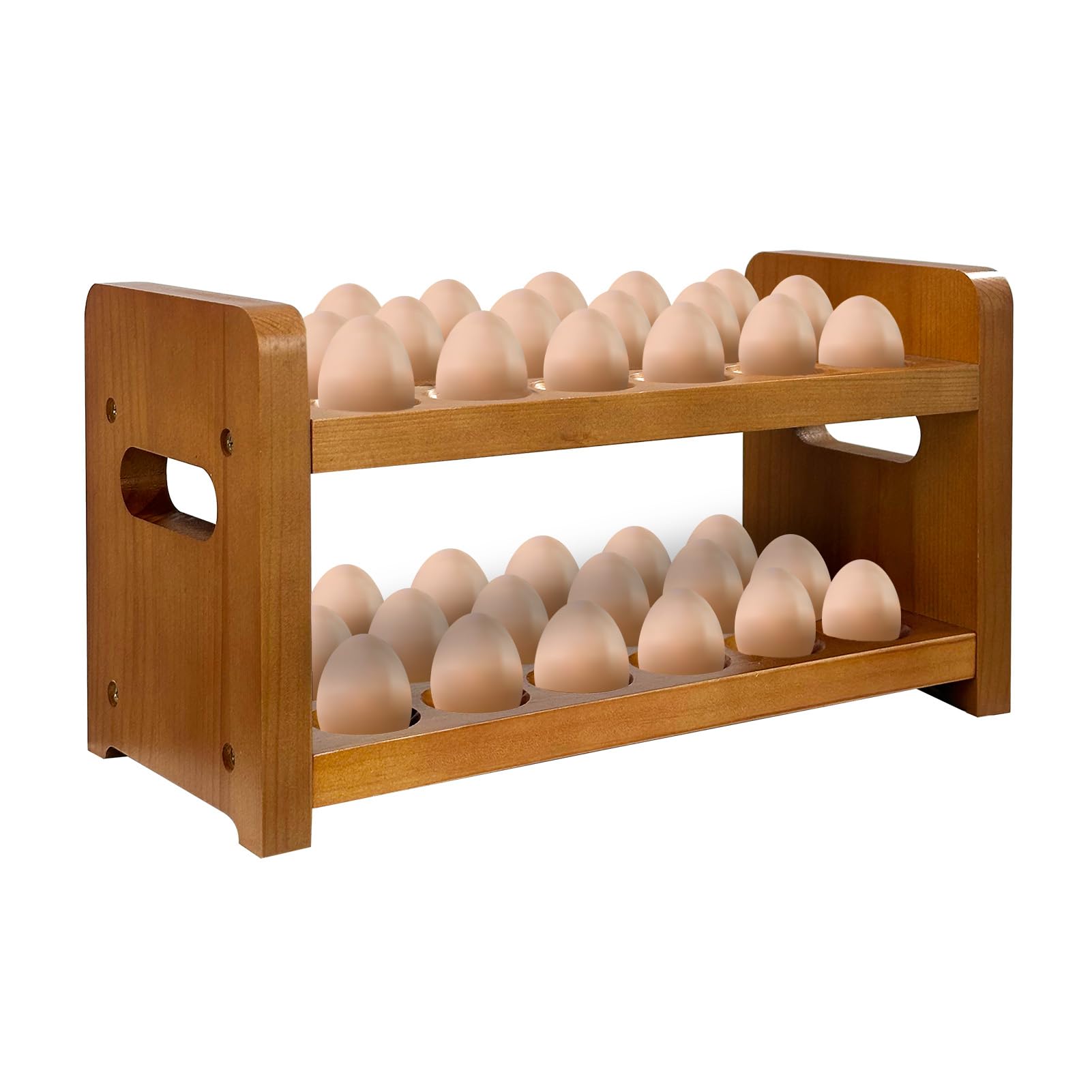 Photo 1 of Egg Holder Countertop, Wooden Egg Holder for Fresh Eggs, Farmhouse Kitchen Egg Tray Rack Holds 36, Firewood Egg Storage with Carry Handle for Easter Eggs, Duck, and Quail Eggs (1Set)