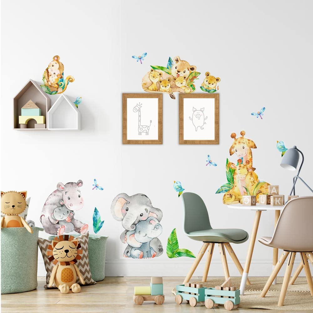 kina - R00659 Wall Stickers Soft Fabric Effect Repositionable Jungle Wall Decoration Baby Nursery Nursery Wall Sticker – Size 120 x 40 cm