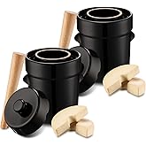 Nuenen 2 Set 1/2 Gallon Fermentation Crock Sauerkraut Crock with Lid Weights & Pounder Ceramic Fermenting Jar Brown Stoneware Pot for Fermenting Pickling Cabbage Sauerkraut Pickles Vegetables