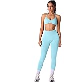 ABOCIW Workout Sets for Women 2 Piece Seamless Halter Sports Bra Scrunch Butt High Waist Leggings Gym Yoga Outfits
