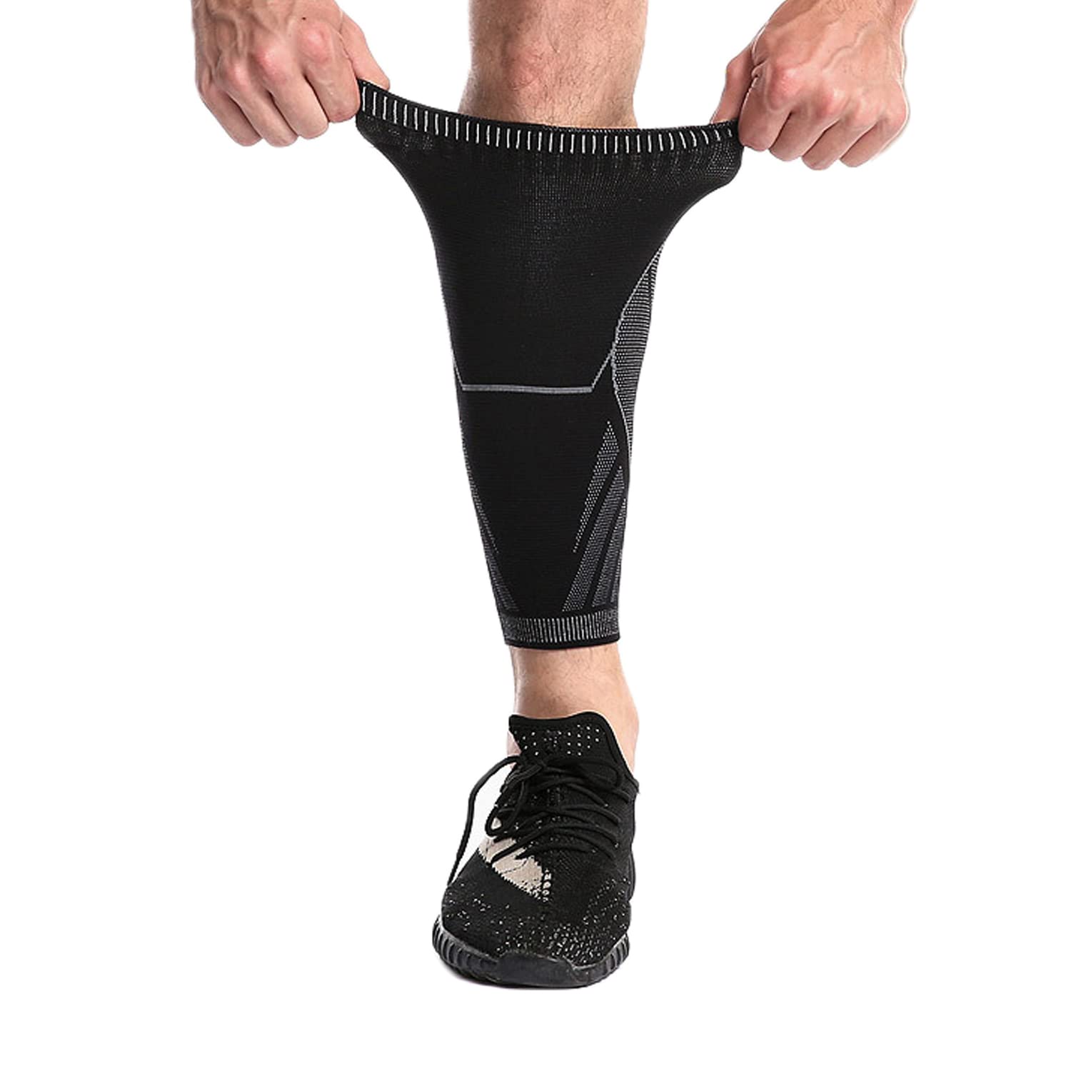 SOLO ACTFIT Calf Compression Sleeve - Shin Splints Calf Support Brace, Leg Compression Socks, Calf Guard for Calf Strains, Sports Recovery, Running, Cycling, Gym, Men & Women (L, Single),Black