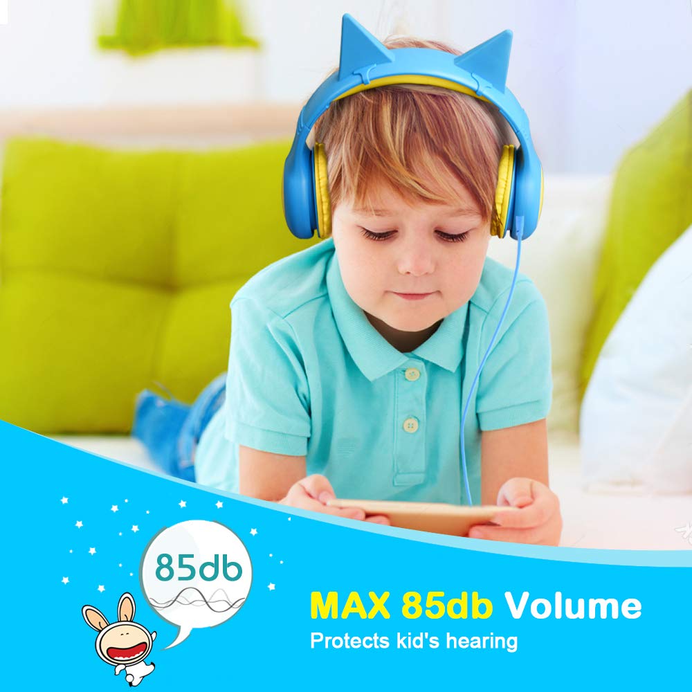Cat Ears Headphones, LOBKIN Kids Headsets Cat Ear Headband Earphone On Ear for Children,Girls,Adult,Foldable Headphone with Glowing Light, Compatible with phone,Samsung, Kindle Fire, iPad Tablets