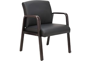 Alera ALE Reception Lounge Series Guest Chair, Espresso/Black Leather