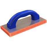 Bon Red Rubber Float Fine 9 in. x 4 in. with Plastic Handle and Aluminum Backing for Grout, Plaster, and Concrete Finishing