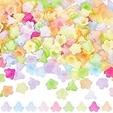SOFPLATE 1 Box 10 Colors Acrylic Flower Bead Caps Crystal Flower Beads Bulk 5 Petal Lily Bell Tulip Loose Floral Trumpet Spacer for Jewelry Making DIY Bracelets Necklaces Earrings
