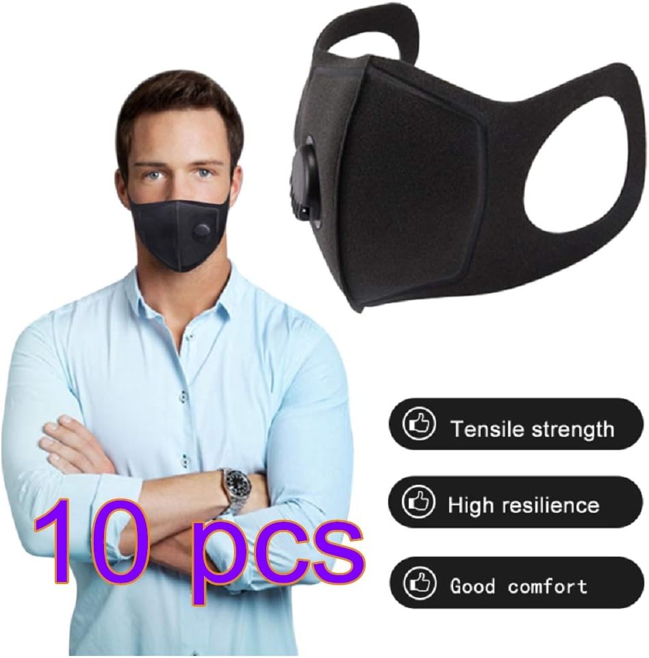 Dust Mask With PM2.5 filters, Unisex Black Face Mask with Carbon Filters Reusable Mask PM2.5 Air Filter Mask for Cycling Camping Travel
